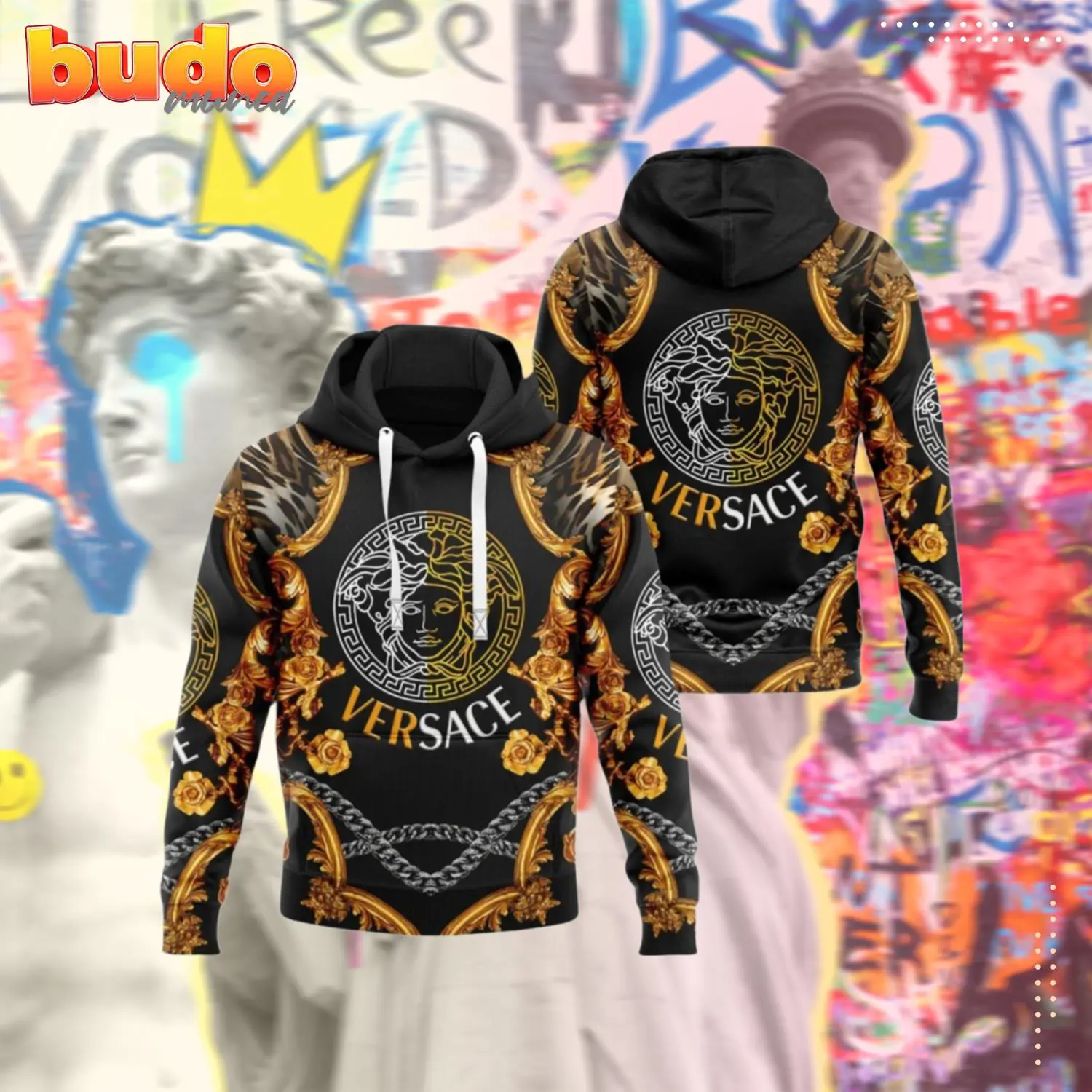 Versace golden luxury unisex premium hoodie luxury brand outfit for men women - hot new